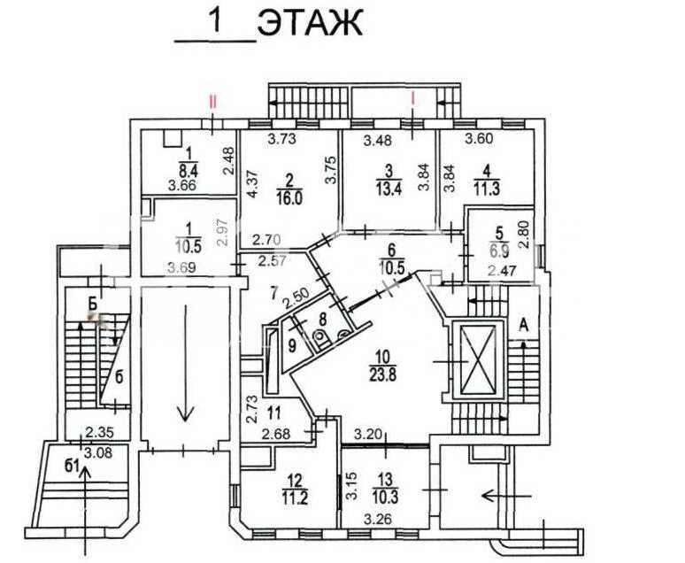 Планировка офиса 1156.7 м², 1 этаж, Особняк «Доброслободская ул., 8, стр. 4»